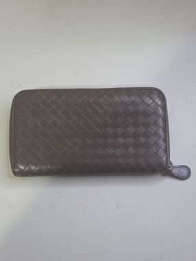 Bottega Veneta Woven Leather Zip Wallet - Brown